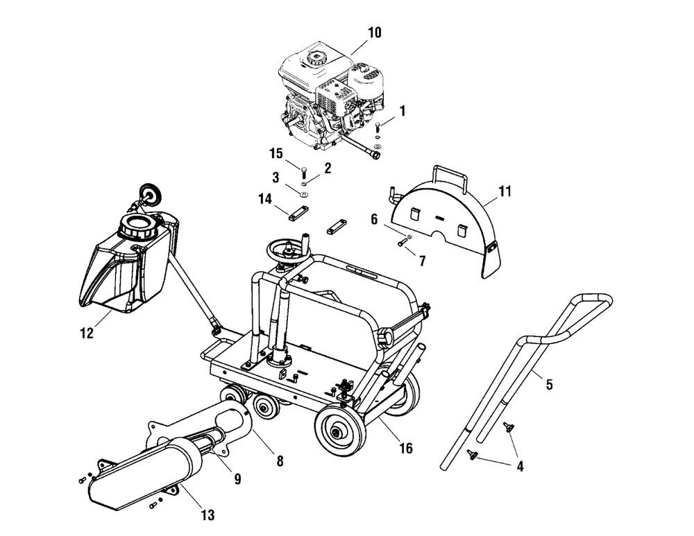 Main Unit (866055) Diagram and Parts List for EX14-S 866055 Briggs and Stratton Concrete Saw